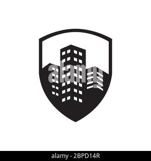 city protection logo design concept. vector illustration. Stock Vector
