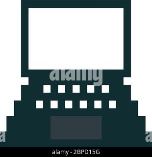 Block pixel rendered laptop keyboard & white display Stock Vector