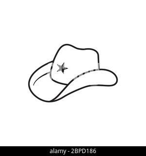 lines icon hat cowboy symbol vector isolated on white background Stock Vector