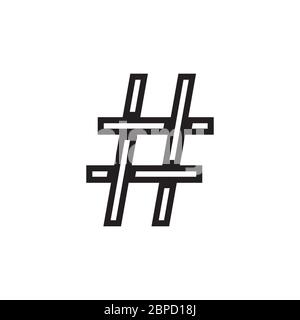 fence / hashtag icon symbol vector isolated on white background Stock Vector