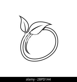 lines circle leaf icon vector isolated on white background Stock Vector