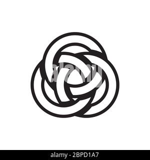 interlocked circle line, celtic knot circle vector concept isolated on white background Stock Vector