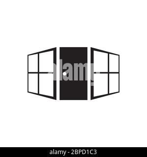 door window logo design vector on white background Stock Vector