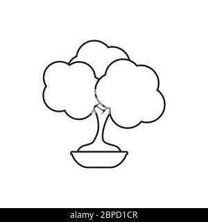 bonsai lines icon symbol vector isolated on white background Stock Vector