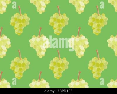 Bunches of grapes seamless pattern on a green background for brochures, promotional material and wallpaper. Vector illustration Stock Vector