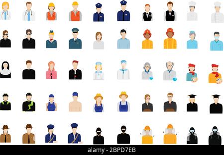 Professions icons over a white background Stock Vector