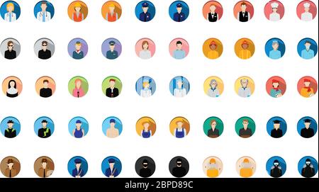 Professions icons over a white background Stock Vector