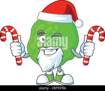 Cartoon character of sarcina ventriculli as a Santa having candies Stock Vector