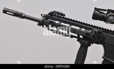 Japan Ground Self-Defense Force's HOWA Type 20 assault rifle displayed for the press at the Defence Ministry in Tokyo, Japan on May 18, 2020. Stock Photo