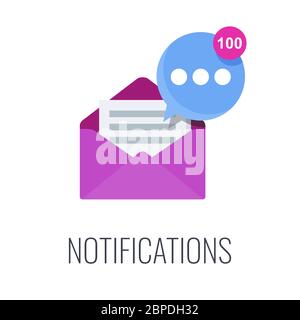 Notifications. Email in mailbox. Flat vector illustration. Stock Vector