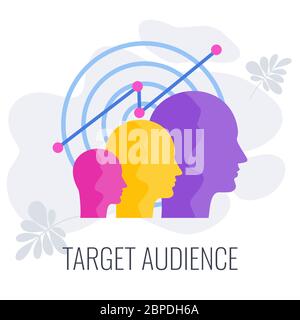 Target audience. Advertising and marketing strategies. Flat vector illustration. Stock Vector