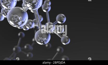 Blue transparent molecule model over blue 3d Render Stock Photo - Alamy