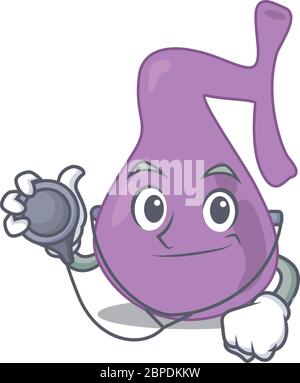 Smiley doctor cartoon character of gall bladder with tools Stock Vector