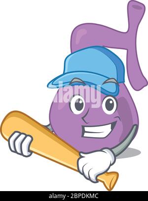 Attractive gall bladder caricature character playing baseball Stock Vector