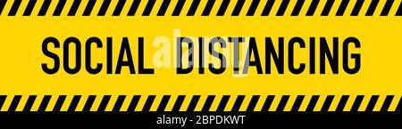 PSocial Distancing Yellow Warning Tape. Vector Illustration eps10 Stock Vector