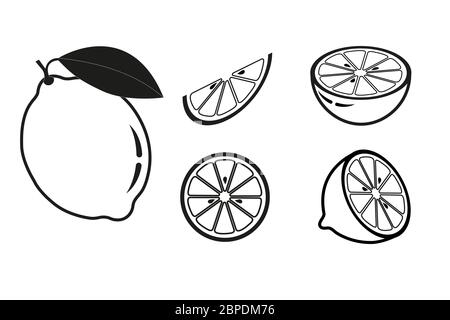 Lemon icons set isolate on white background Stock Vector