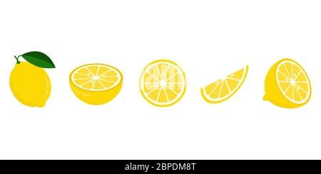 Icon set lemon, vector illustration on white background Stock Vector