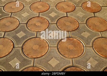 Classy Pattern of the pavement in downtown Yerevan, the Capital city of Armenia Stock Photo