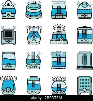 Air conditioning linear icons set. Thin line contour symbols. Air ...