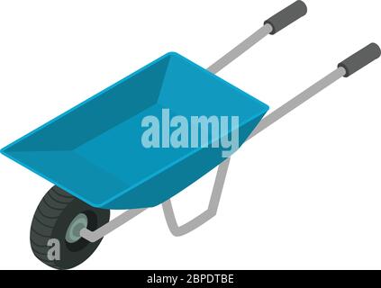 Garden wheelbarrow icon. Isometric of garden wheelbarrow vector icon for web design isolated on white background Stock Vector