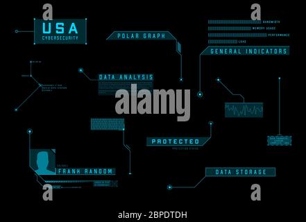 HUD callout UI design elements. Futuristic blue callout titles. Layout elements for sci-fi design, web, cyber events. Set modern digital callout Stock Vector