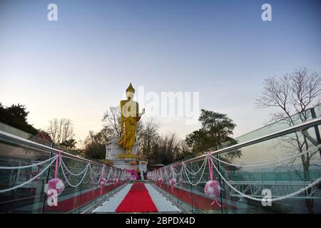 Chiang Khan,Thailand-14 February,2020 : Beautiful Glass sky walk at Viewpoint new landmark Thailand skywalk, at Phra Yai Phu Khok Ngio Chiang Khan dis Stock Photo