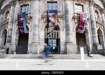 Berlin, Germany. 18th May, 2020. Pedestrians are seen in front of the Bode Museum in Berlin, capital of Germany, May 18, 2020, which marks the International Museum Day. According to the agreement of Germany's federal and state governments on April 30, museums and galleries in Germany are accessible again but hygiene and distance rules must continue to be observed. Credit: Binh Truong/Xinhua/Alamy Live News Stock Photo