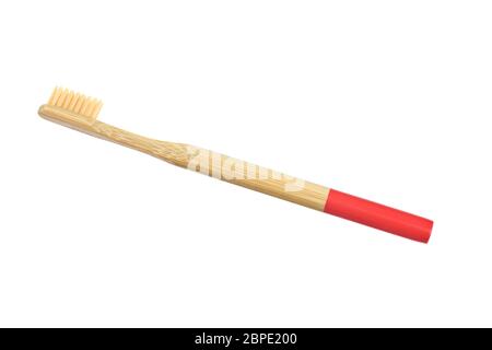 Bamboo tooth brush on white background Stock Photo
