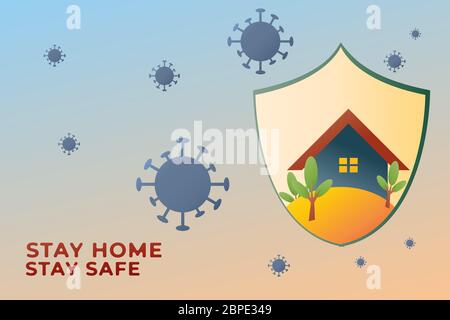 Stay home can protect you from coronavirus spread vector illustration. Fight covid-19 banner. Self quarantine poster Stock Vector