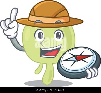 mascot design concept of lymph node explorer using a compass in the forest Stock Vector