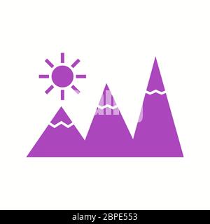 Beautiful Sunshine on Mountains Glyph Vector Icon Stock Vector