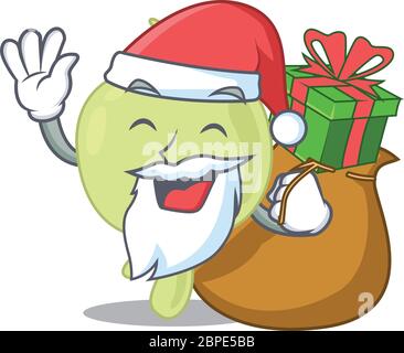 Cartoon design of lymph node Santa having Christmas gift Stock Vector