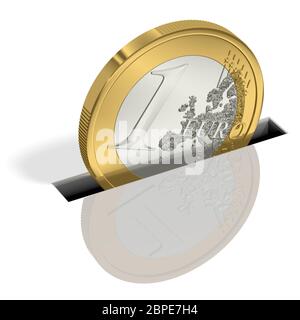 Eine Euro-Münze wird gespart Stock Photo