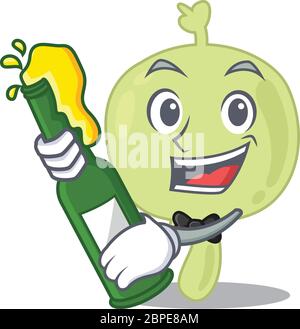 caricature design concept of lymph node cheers with bottle of beer Stock Vector