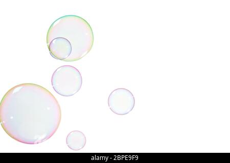 Group of soap bubbles on a white background Stock Photo