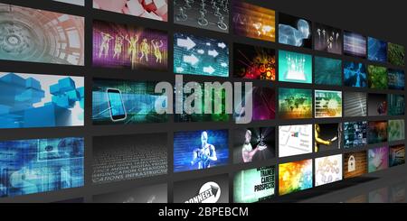 Video Screens Abstract Background for Multimedia Concept Stock Photo