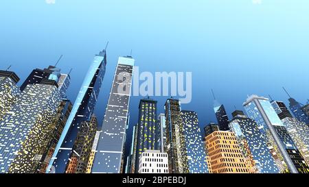 Generic urban architecture and skyscrapers forming a huge city. 3D rendered Illustration. Stock Photo