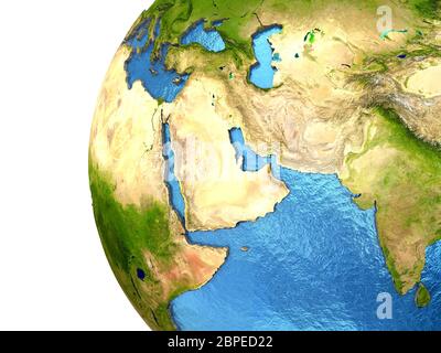Middle East on realistic model of planet Earth with country borders and ...