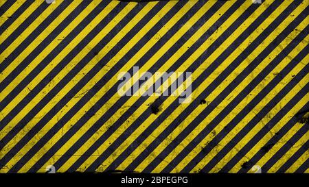 Black and yellow diagonal lines - warning lines - useful like grunge background ratio 16:9 Stock Photo