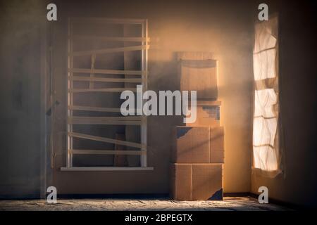 View of an abandoned building, office or hospital Stock Photo