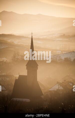 Color image of the wooden church in Ieud, Maramures region, Romania. Stock Photo