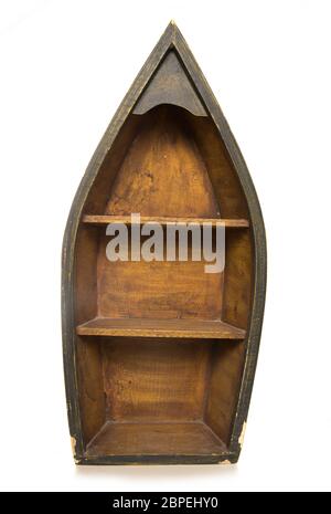 boat shape book shelf isolated on a white background Stock Photo