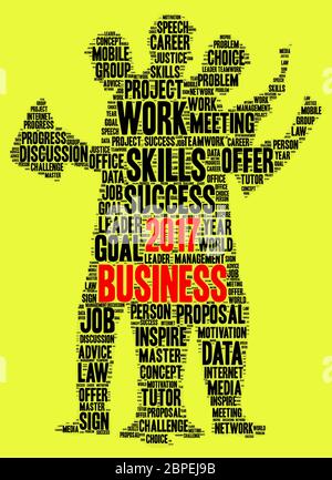 Business 2017 word cloud concept in emoticon shape Stock Photo