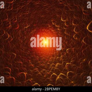 Moving through a tunnel toward a light source Stock Photo