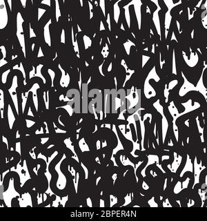 Vector tags seamless pattern. Fashion black and white graffiti hand ...