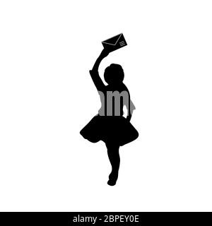 Silhouette girl with a letter in her hand. Vector illustration Stock Photo