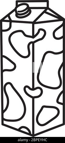 Milk carton with cow pattern vector line icon. Healthy nutrition and dairy outline symbol. Stock Vector