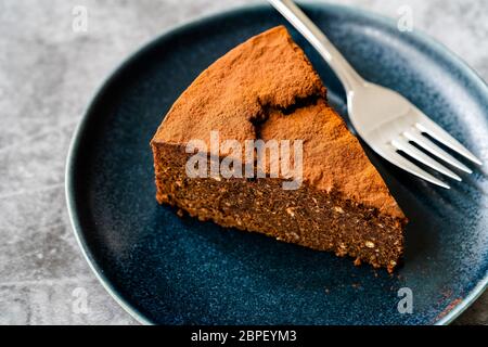 Raw Chocolate Cake With Cashew And Flavored With Date Fruit For Paleo Diet Healthy Organic Dessert With No Sugar Free And Gluten Free In Black Plate Stock Photo Alamy