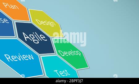 agile project management chart made with hexagons, copy space Stock Photo