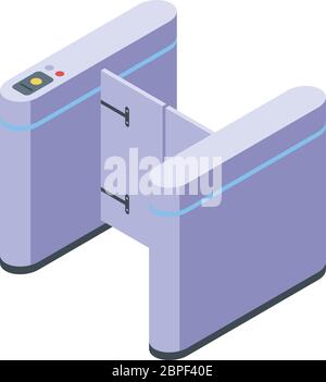Metro pass gate icon, isometric style Stock Vector